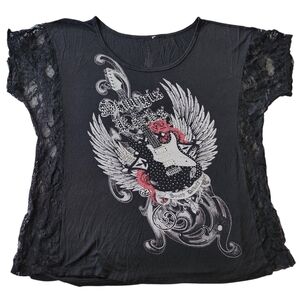 Sturgis Mcbling Rhinestone Lace Biker Top